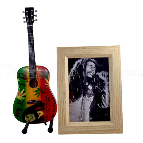 Bob Marley Mini Guitar Set with 4×6 Framed Photo