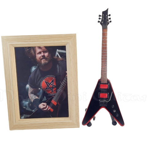 Gary Holt Slayer Schecter Black Mini Guitar Set with 5×7 Framed Photo