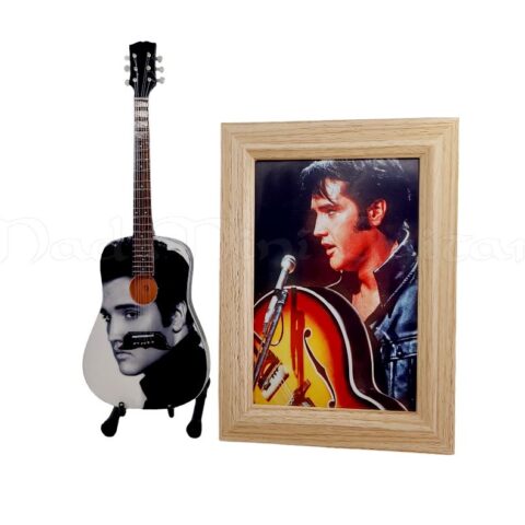 Elvis Presley the King of Rock ‘N Roll Acoustic Mini Guitar II Set with 5×7 Framed Photo